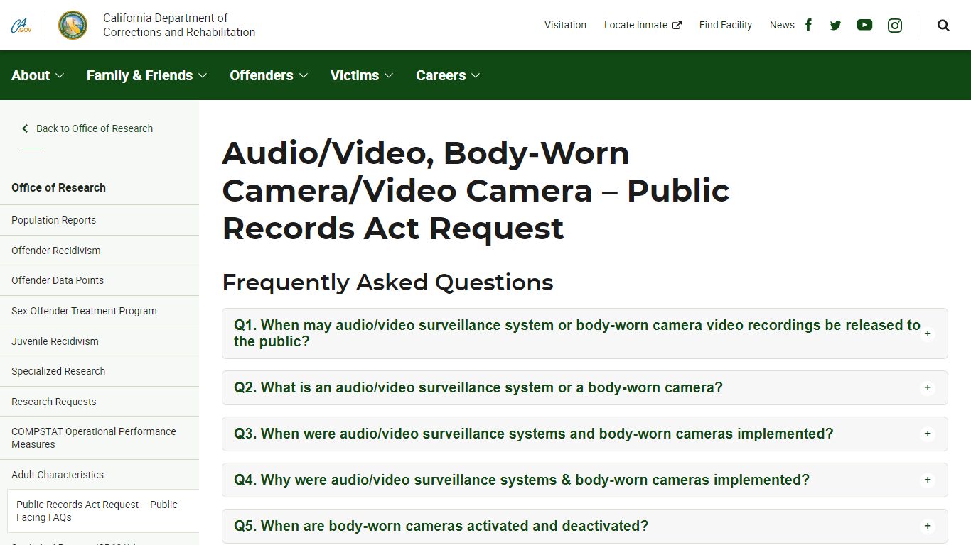 Audio/Video, Body‑Worn Camera/Video Camera - Office of Research