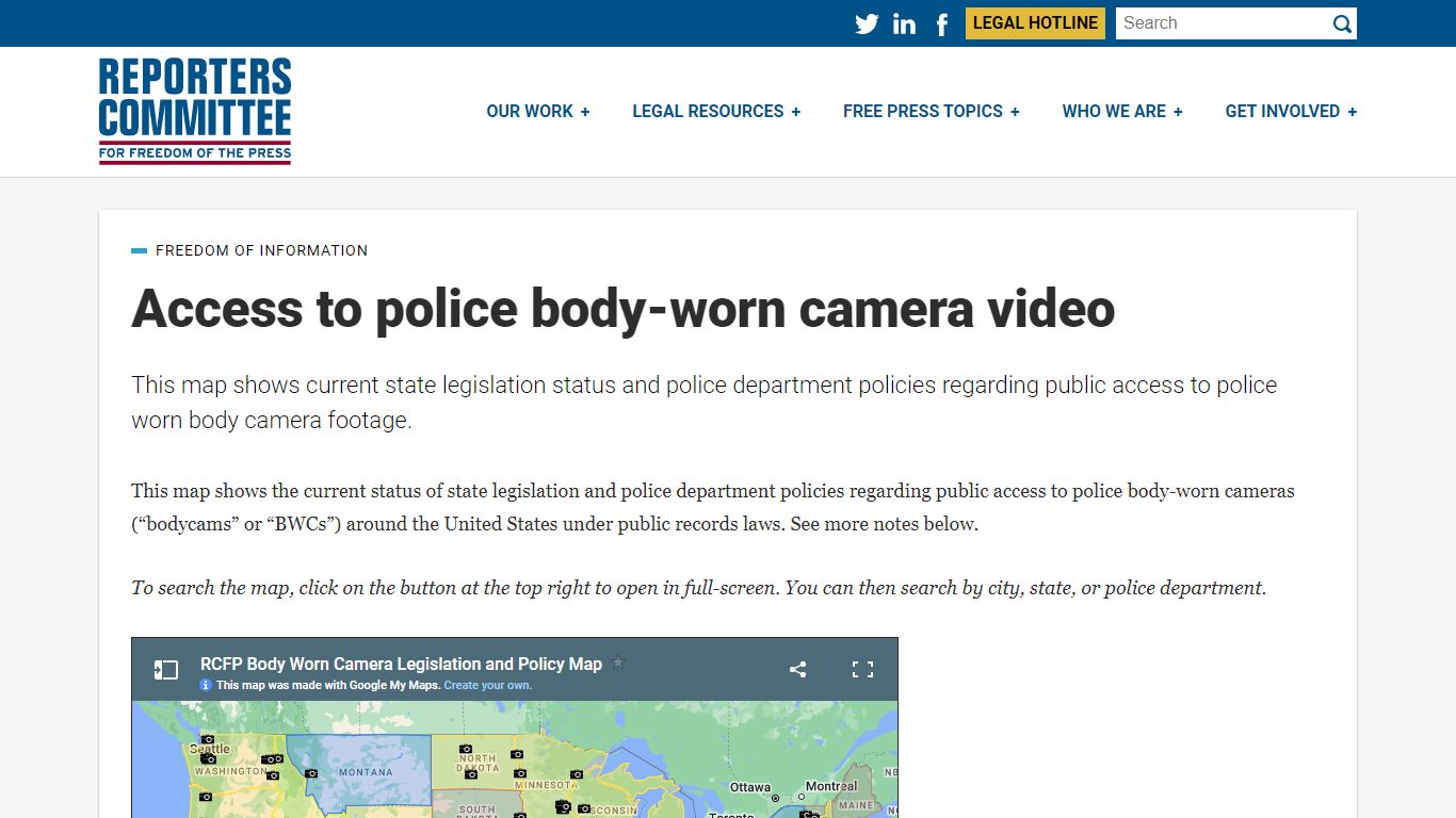 Police Body-Worn Camera Footage Access Map - RCFP